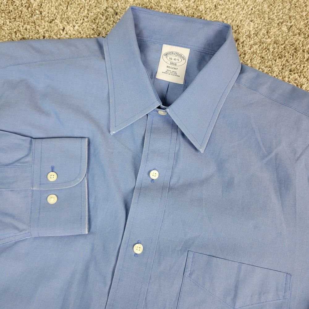 Brooks Brothers Regent Mens 16-4/5 Solid Blue Button Up Long Sleeve